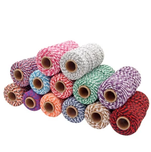 Wholesale 2mm two-color DIY craft twist natural macrame cotton rope cord/hanging decoration strings