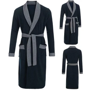 wholesale custom bath robes Premium Quality Robe 100% Cotton Patchwork Sleepwear Winter Thick Long Men Robe