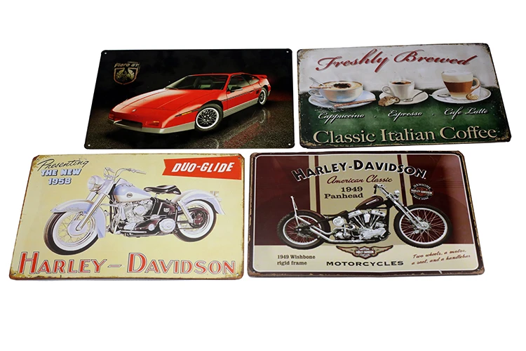 wholesale custom embossed metal crafts vintage tin poster signs wall decor room decoration