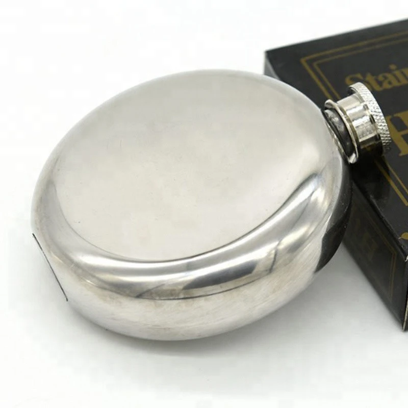 wholesale custom portable promotional high quality ladies whisky small 5Oz stainless steel matte silver round hip flask gift set