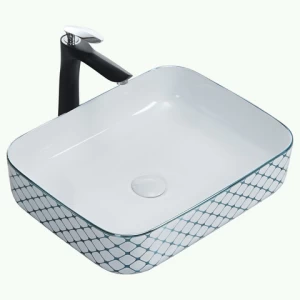 Wholesale electroplating decal ceramic counter top  wash basin bathroom hand painted ceramic vessel sink