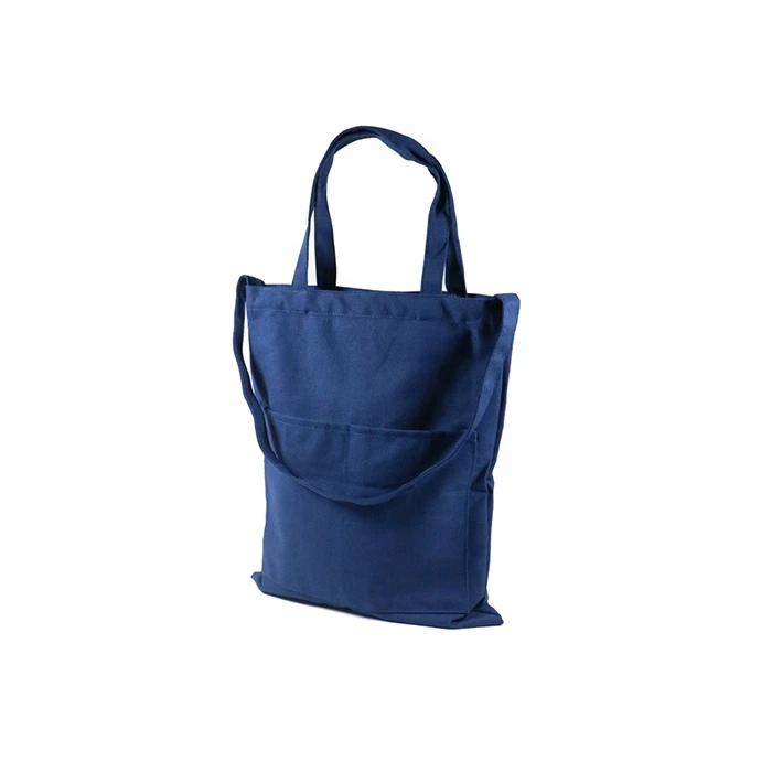 Wholesale Gift Print Logo Navy Blue Shopping Cotton Tote Canvas Bag