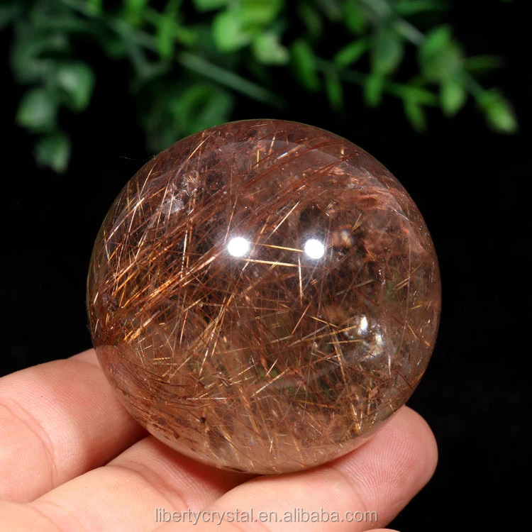 Wholesale Golden Hair Quartz  Crystal Ball Rutilated Quartz Crystal Healing Natural Gift Decoration