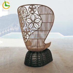 Wholesale high quality Italian style fancy design rattan wicker high back living room chairs