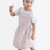 Wholesale hot customized kitchen painting cooking pink linen cotton kids aprons with chef hats for promotion