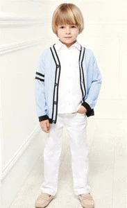 Wholesale Infant Toddler Kids Spring Summer V Neck Cardigan Stylish Knitted Sweater for Boys