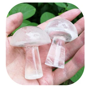 Wholesale natural quartz folk crafts clear crystal mushroom healing stone for decoration
