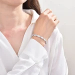 Wholesale Producers Fine Fashion Jewellery Bangles 925 Sterling Silver Charms Hip Hop 5A zircon 5 * 7 Egg Tennis Shaped Bracelet