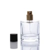 Wholesale round  glass 50ml 100ml perfume bottle with black cap