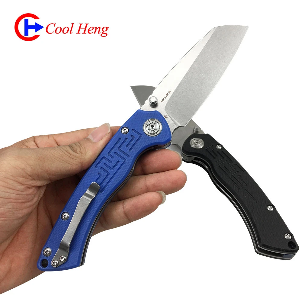Wholesale Superior quality 8.3 Inch G10 handle d2 steel Outdoor camping Folding Blade Knife with Stone washed wire drawing blade