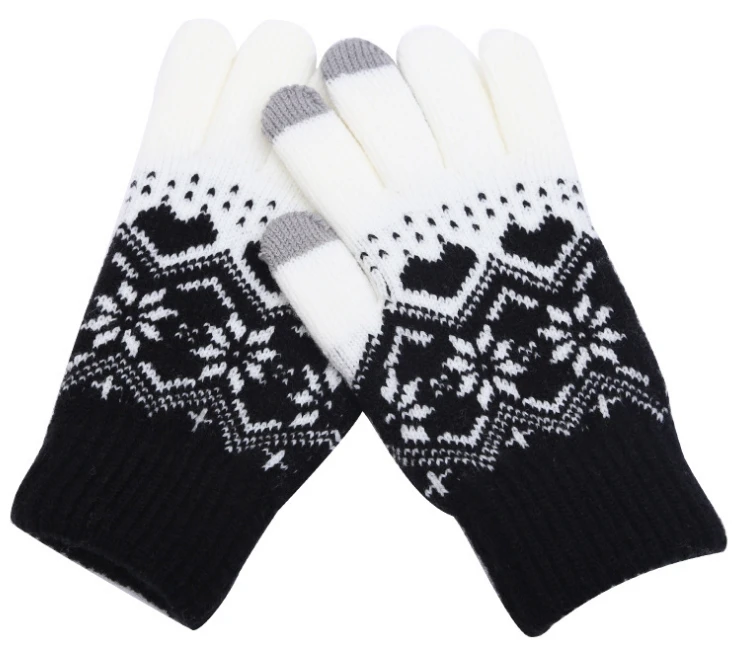 Winter Magic gloves Touch screen women warm stretch knit jacquard mittens gloves