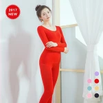 Women New Seamless Body Warm Thick Slim Lace Collar Ladies Underwear Set Long Johns