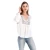Import women office designs cotton viscose fabrics formal white summer embroidered balloon sleeve shirt blouses and tops from China