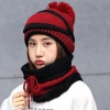 Womens 3Pieces Knit Winter Beanie Hat Neck Gaiter Face Mask Crochet Cable Knitted Chunky Thermal Skiing Hat