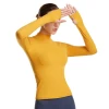 Womens Long Sleeves Seamless Yoga Wear Fitness Athletic Sport Training T-Shirt