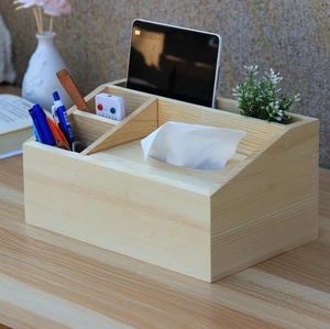 Wood Desktop Office Desk Organizer with napkin box together