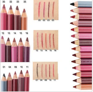 wood lip pencil ,ADE085HOT,	12 color lip liner/long lasting lip pencils