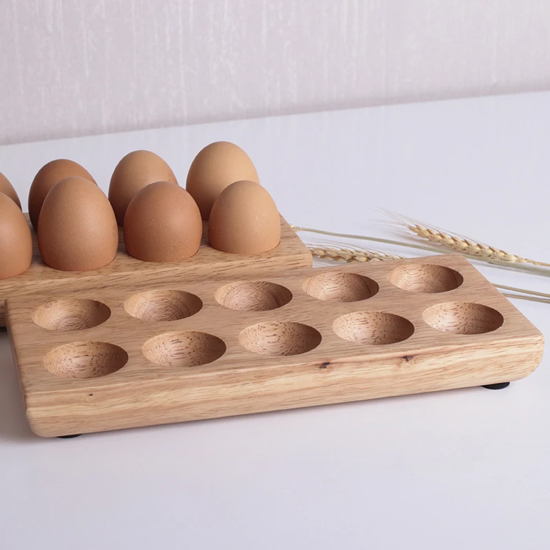 Wooden Egg Tray Dozen Eggs Holder Natural Wooden Professional Kitchen Gadget, Organizer