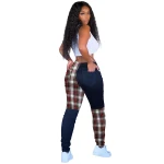 WX0269 winter womens clothes girls pants womens bottom ladies trousers patchwork plaid pants women 2020