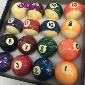 xmlivet high quality Resin marble appearance design 50.8mm pool balls complete full set of billiard balls 16pcs/set