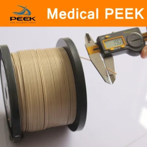 PEEK Medical Material Fillament Cable Wire Size 0.3mm 1mm 1.5mm 2mm 2.8 3mm Grade 450G 100% Pure Polyetheretherketone Extrusion