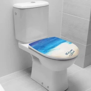 DREAM Decorative toilet seat: a flexible, thermoplastic PVC toilet seat that is color-stable and UV-resistant.