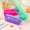 BSCI Waterproof Clear TPU PVC School Pencil Case with Resin Zipper Recycled Simple Cosmetic Makeup Pouch Custom
