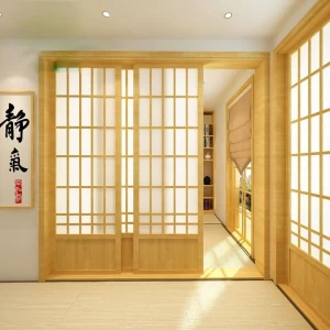 Hotel Japanese Style Shoji Wood Screen Door With Waterproof Paper