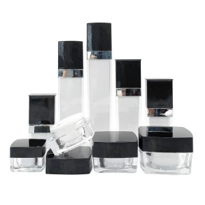 Empty clear 5g 10g 15g 30g 50g black transparent face cream jar square eye cream essence acrylic cream jar with lid