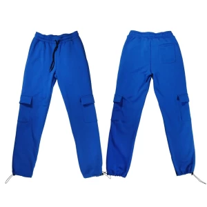 Multi Pocket Drawstring 100% Cotton Running Trousers Sport Sweat Jogger Pants