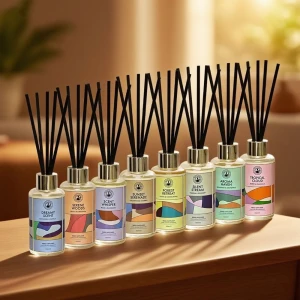 Luxury Reed Diffuser Set, Scented Diffuser with Sticks Home Fragrance Reed Diffuser for Bathroom Shelf Decor