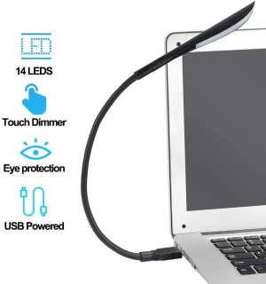 USB LED Light Lamp with Touch Switch for Computer Keyboard PC Notebook Laptop Book Reading Lamp, Black