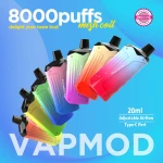 2023 Best 8000puffs Disposable Vape Device and comes Prefilled with 20ml Ejuice Capacity