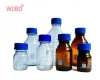 Glass Chemical Bottle with Blue Screw Cap Reagent