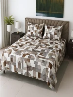 Modern Geometric Printed Bed Sheet Set with Matching Pillow Covers for Home & Hospitality