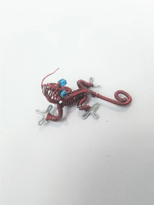 Wire Beaded Copper Gecko Key ring
