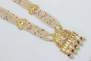 Antique Kundan Pearl Beaded Gold Plated Necklace Set