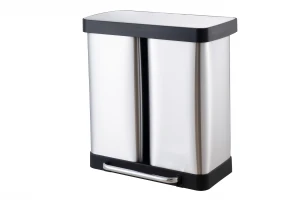 60 Liters Dual-Compartment Stainless Steel Recycle Bin/Trash Can