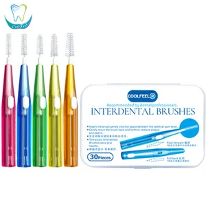 0.8mm slim oral interdental cleaners Push-Pull dental interdental brushes