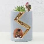 Cute Rabbit Hedgehog Resin Succulent Planter Pot, Creative Cartoon Desktop Pen Holder, Mini Garden Flower Pot