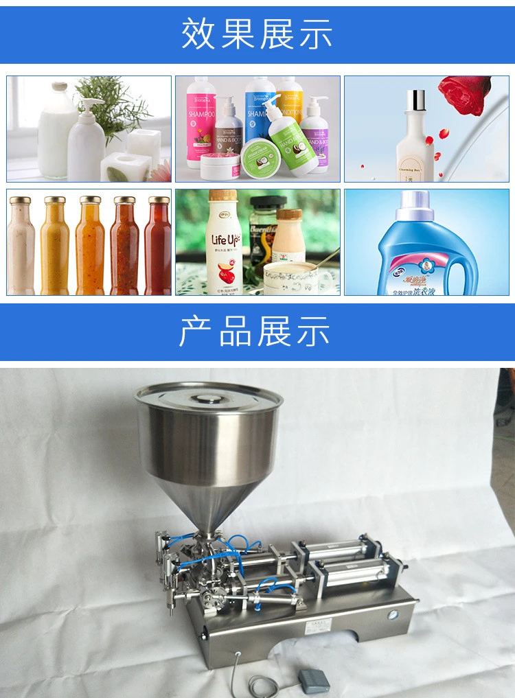 10-100ml  Double Heads Pneumatic Paste Piston Filler Water Bottle Filling Machine for liquid/sachet/oil/cream lotion