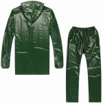 100% Polyester PVC Waterproof Rain Jacket with Pant Single-person Raincoat Suit with Cap Adult PVC Outside Bicycles Raincoats