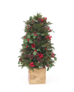 120cm Artificial Wind Lamp Decorative Christmas Tree On Sale Hard Needle Berries Holly Lighted 150 cm Fumigation