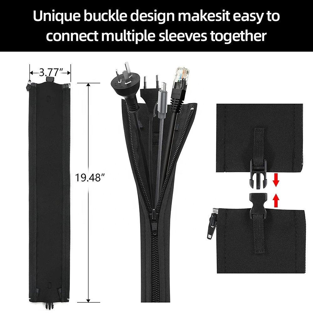 126pcs Kit Cable Sleeve Zipper Silicone Clip Holder Self Adhesive Tie Fastening USB Ties Cord Management Cable Wire Organizer