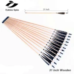 12PCS /Set  Wood Arrow 31"length Turkey Feather Wood Arrows with Fixed Target Steel Point for Longbow Archery Hunting