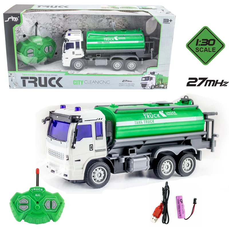 1:30 Scale 4 Functions R/C Tank Truck with Light Motor de Juguete de Control Remoto High Speed Remote Control Truck Toy Cars