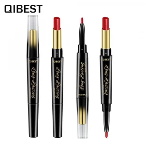 15 Colors QIBEST 2 In 1 Matte Lipstick Waterproof Long Lasting Moisturizing  Nude Color Lip Stick
