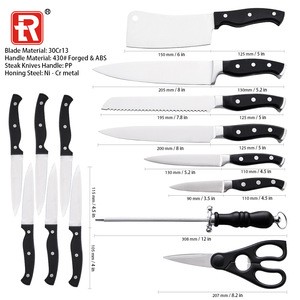 15PCS practical stainless steel kitchen knives set with wood block
