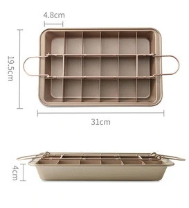 18 Cavity Cast Iron Non Stick Brownie Cake Pan with Dividers