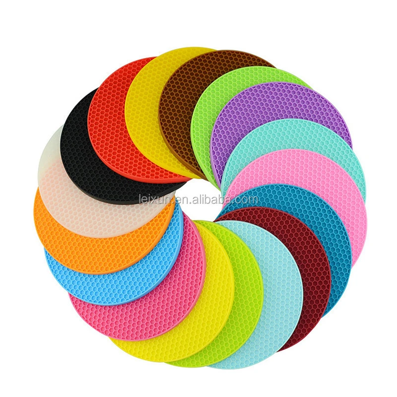 18/14cm Non-slip Pot Holder Round Heat Resistant Silicone Mat Drink Cup Coasters